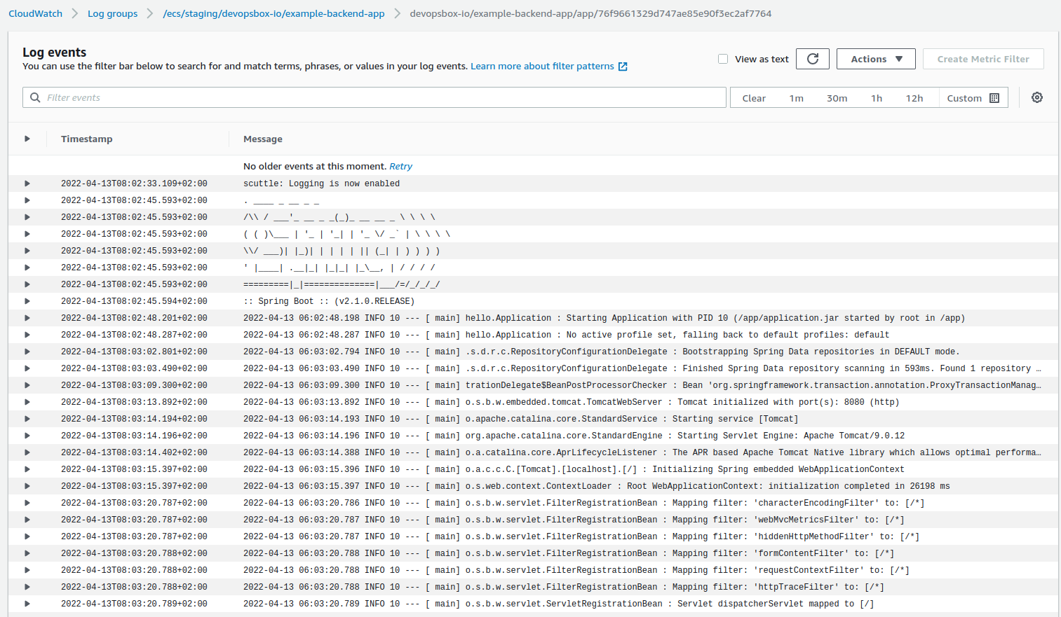 AWS CloudWatch log stream