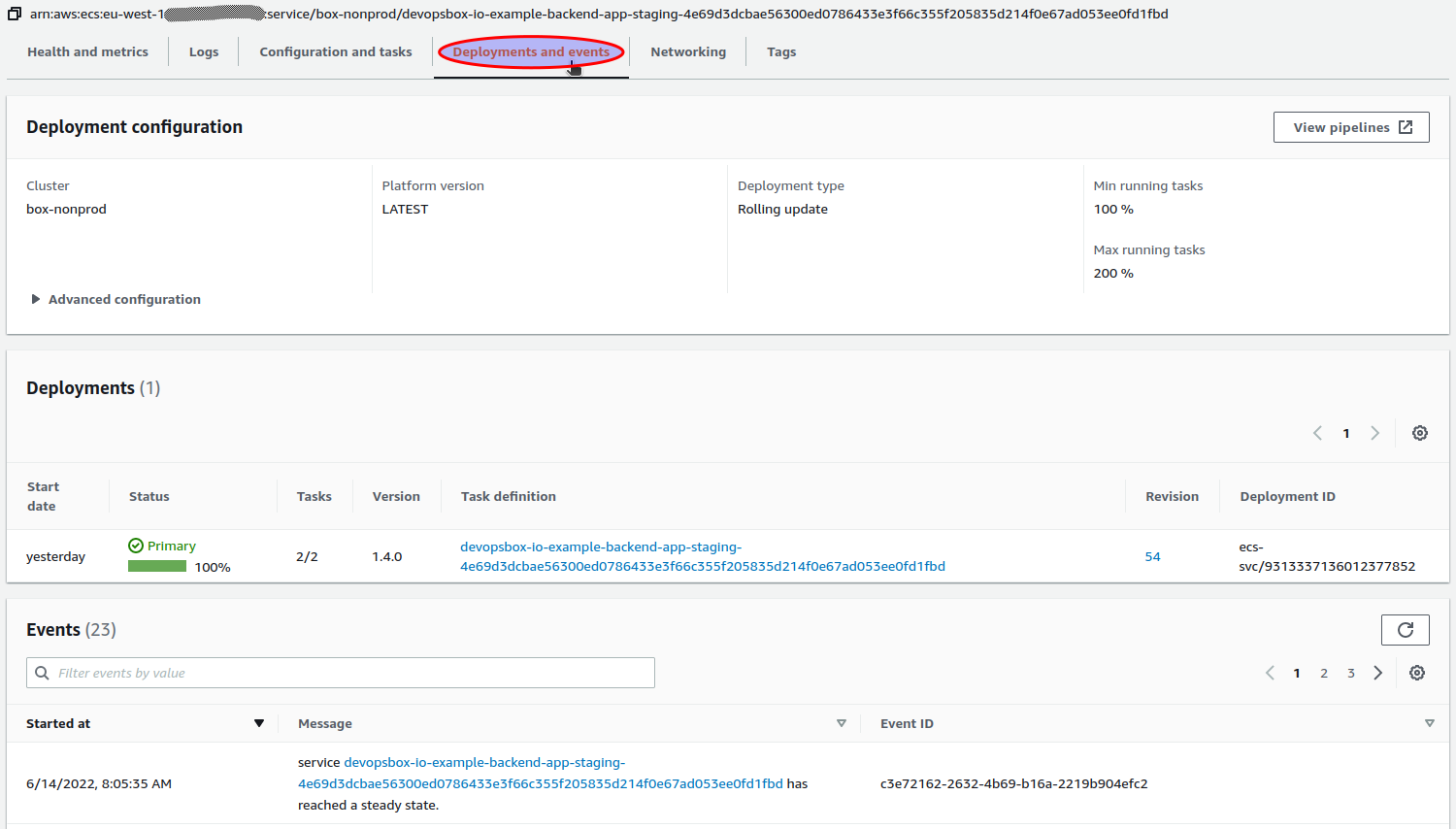 Deployments and events