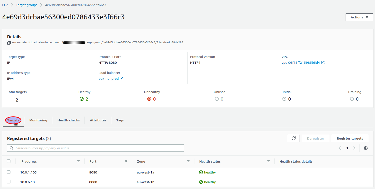 Load Balancer - target group targets